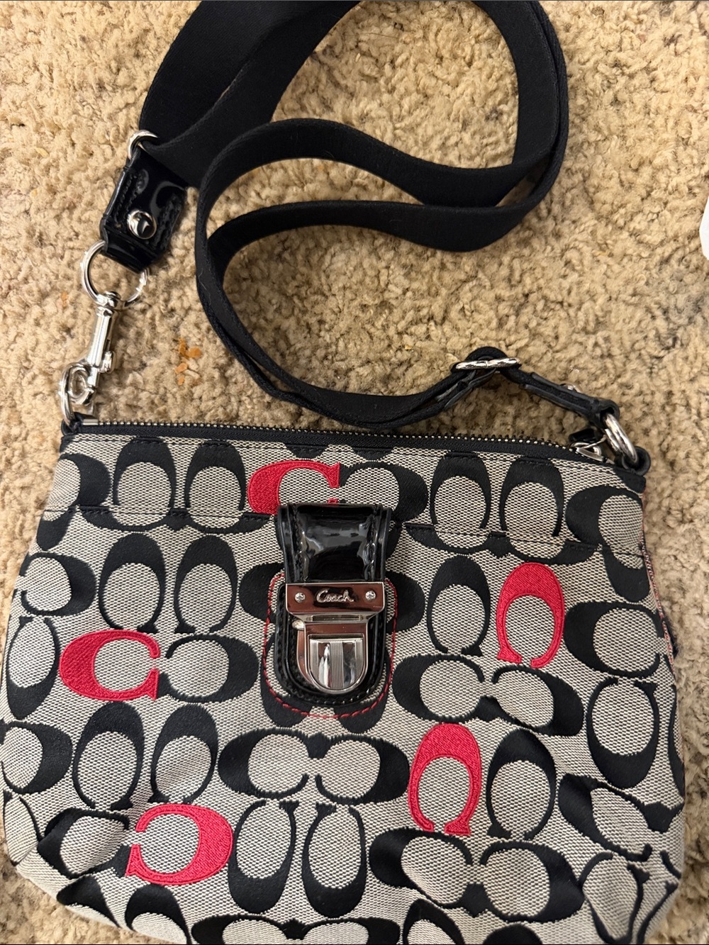 Coach Black & Red Signature Crossbody Bag